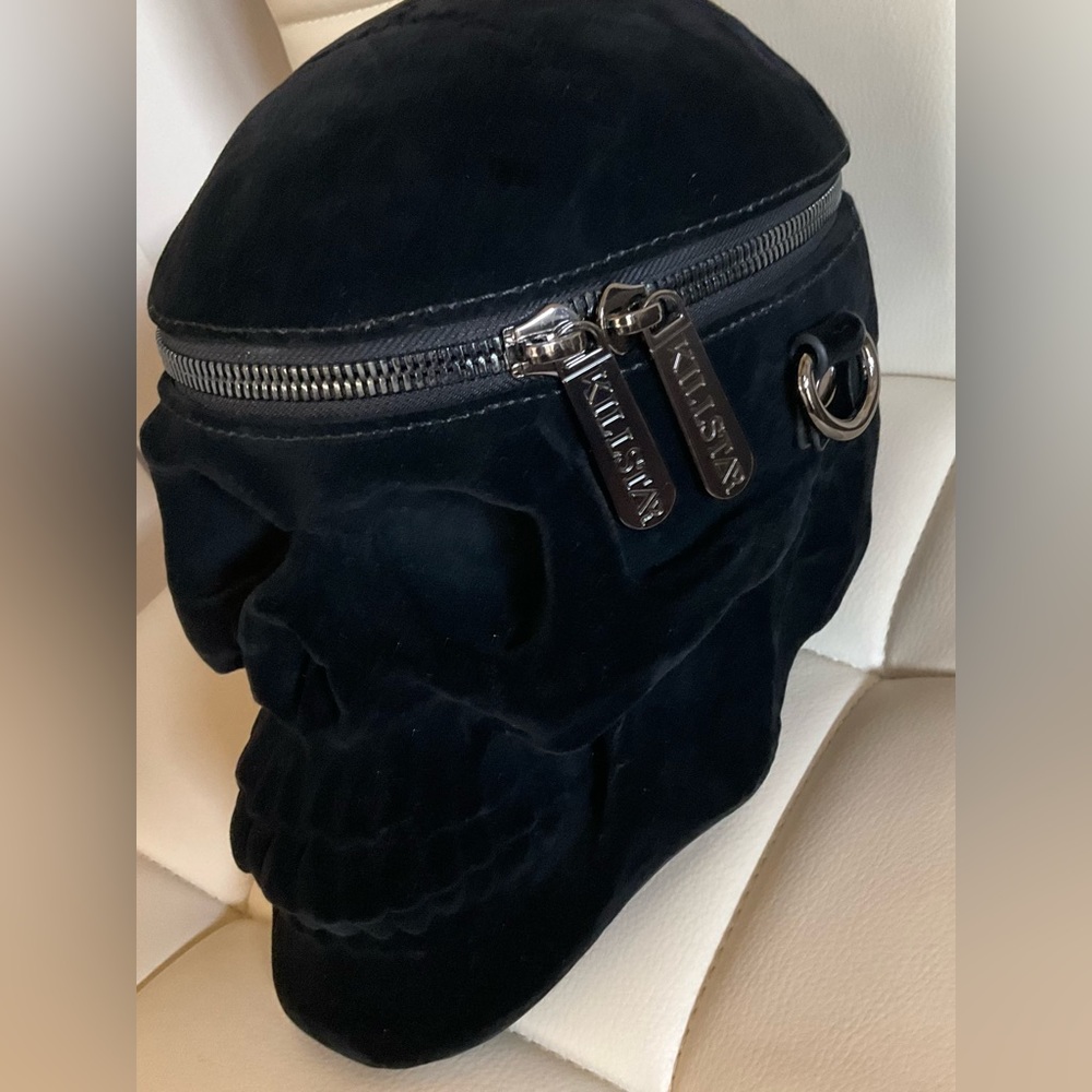 GRAVE DIGGER SKULL HANDBAG/CROSSBODY PURSE BLACK VELVET